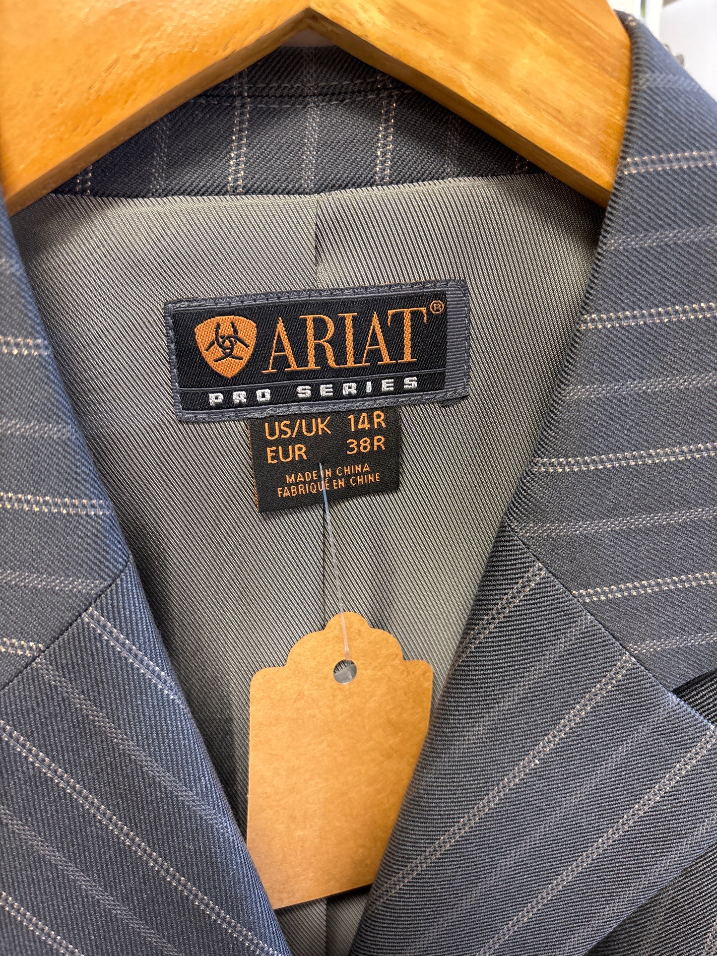 Ariat Pro Series Gray Striped Show Jacket - 14 R