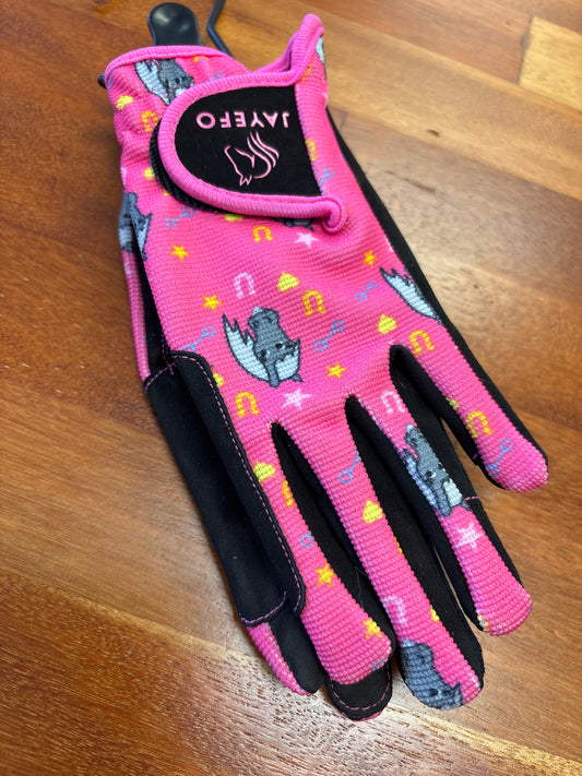 Kids Pink Riding Gloves - S