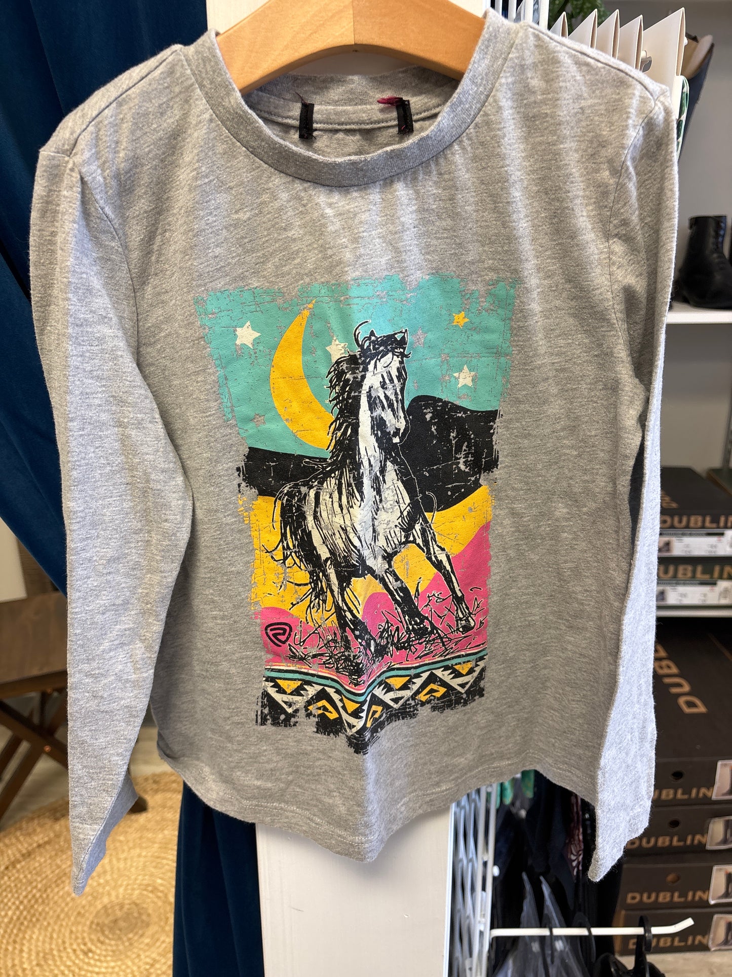 Gray Long Sleeve Horse Shirt - Girls S