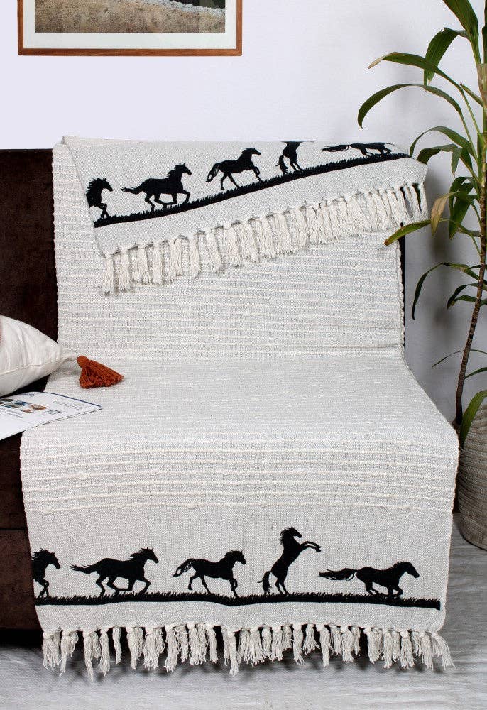 AWST Int'l Cotton Throw Horses: 50" x 60"