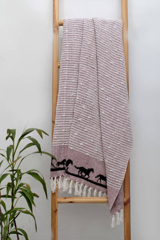 AWST Int'l Cotton Throw Horses: 50" x 60"