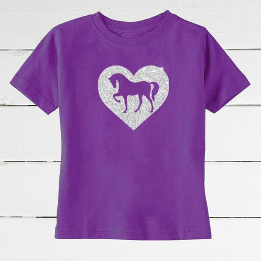Glitter Horse Heart Girl's T-Shirt: YOUTH