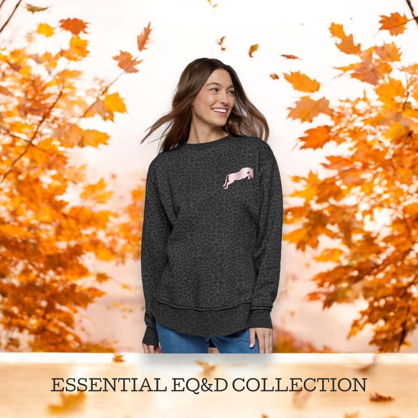 LET'S JUMP WOMEN'S SWEATSHIRT-BLACK LEOPARD
