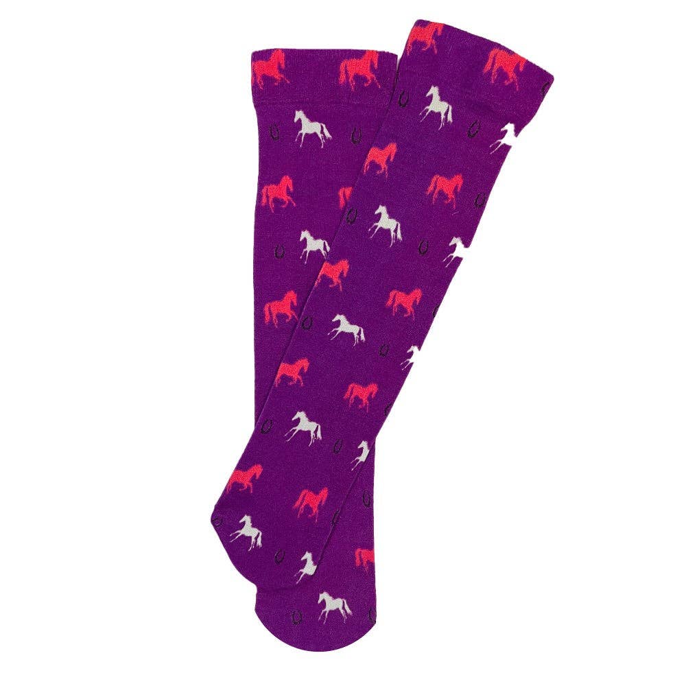 AWST Int'l Children's Lila Horses and Horseshoes Socks: Purple