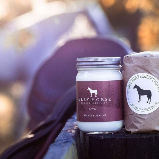 Grey Horse Blanket Season Soy Candle Jar