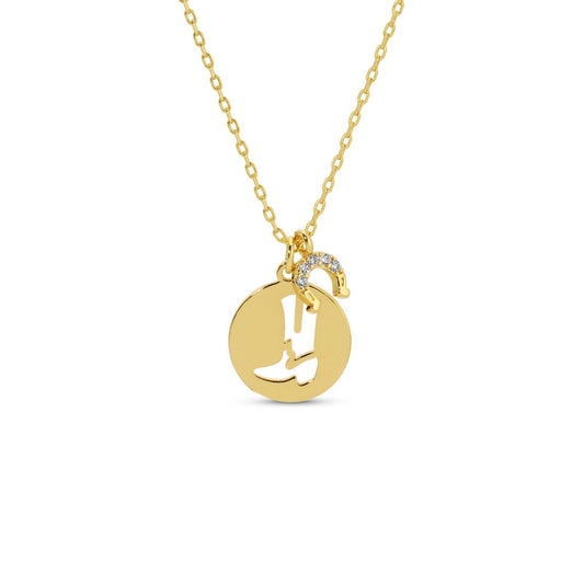 Boot & Horseshoe Necklace: Gold