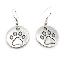 LILO Paw Print Disc Earrings Silver