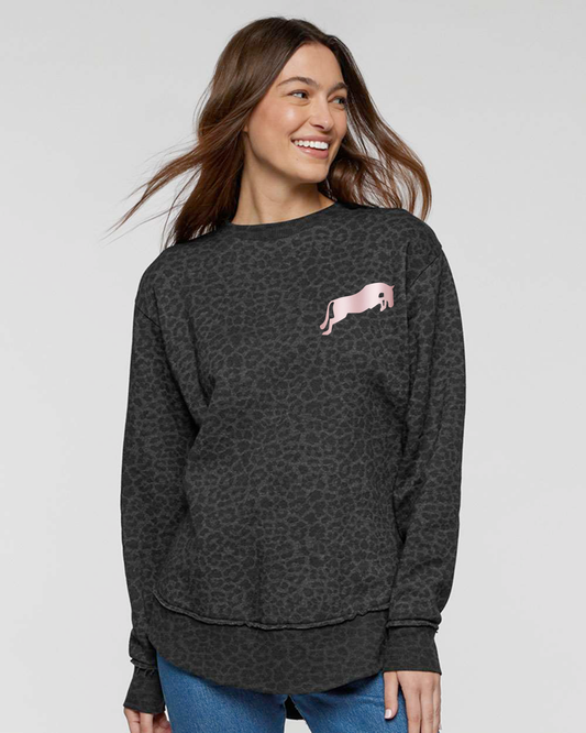 LET'S JUMP WOMEN'S SWEATSHIRT-BLACK LEOPARD
