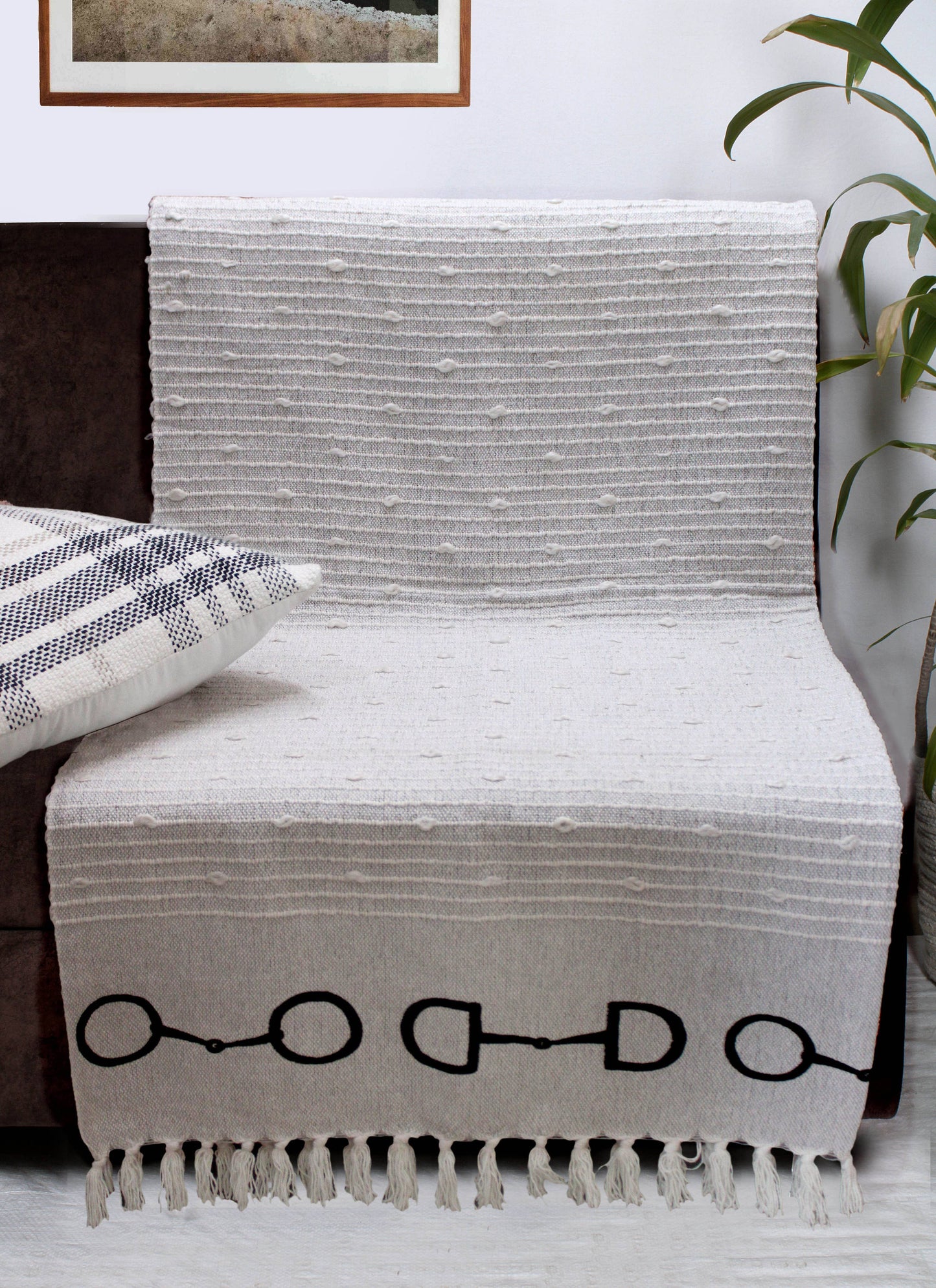 Lila Snaffle Bit Cotton Throw: Taupe / STD