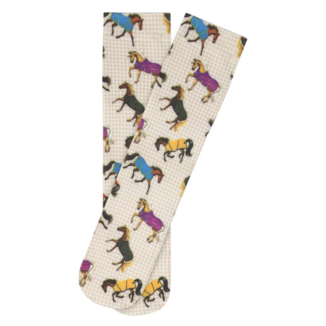 AWST Int'l Lila Horses in Blankets Equestrian Boot Socks