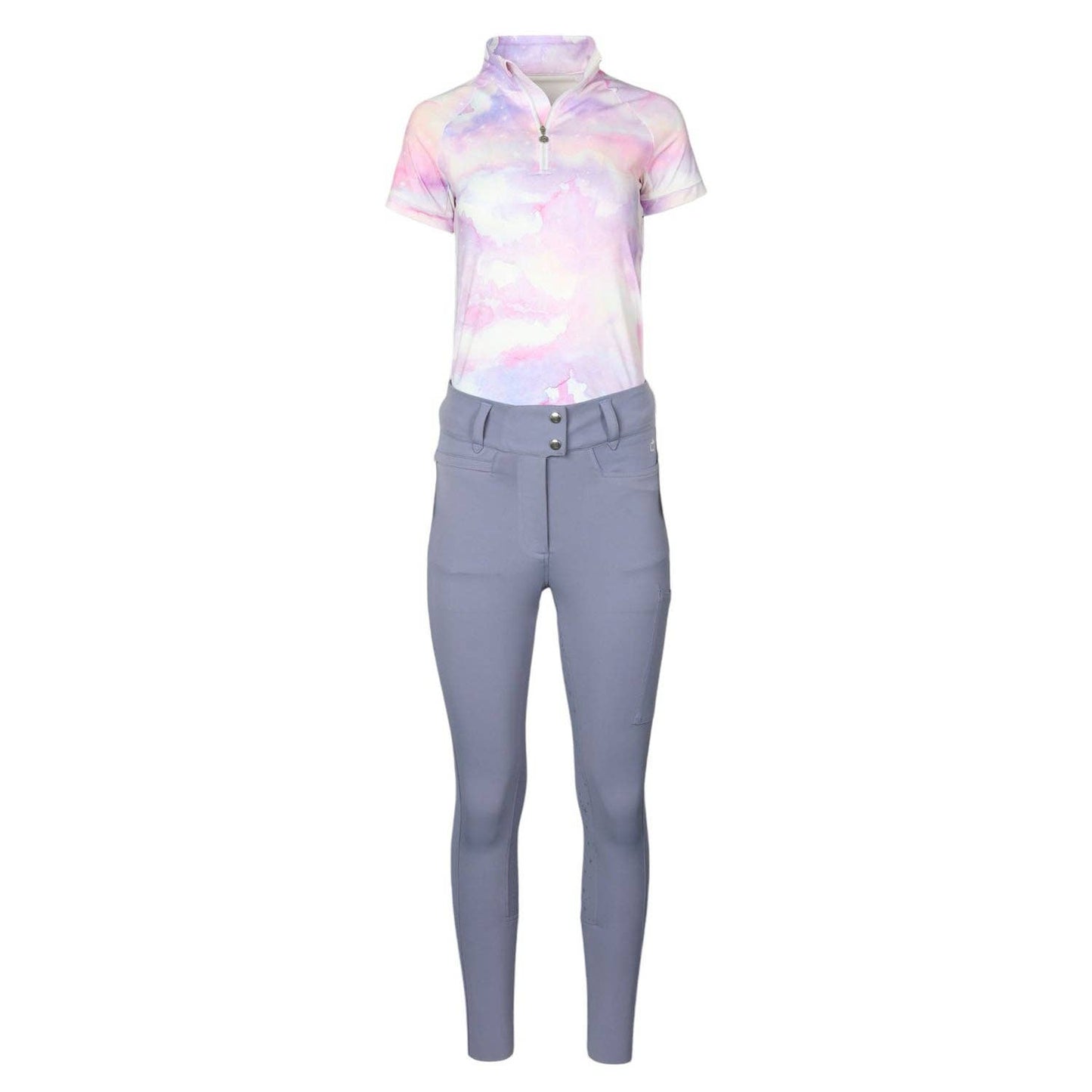 Dapplebay Lavender Haze 1/4 Zip Light Riding Top-Short Sleeve: Lavender